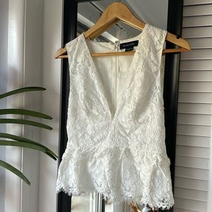 Marciano white lace low neckline top